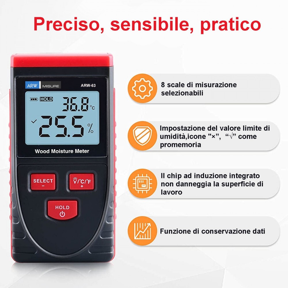 Igrometro per legno ARW-63